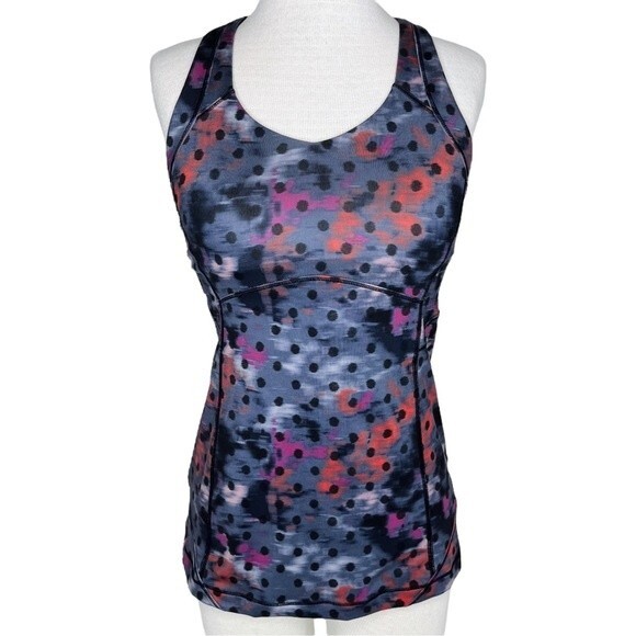 Lululemon Kanto Catch Me Tank sz 6 * Windy Blooms Regal Plum Multi Dot Print Top - Picture 1 of 6